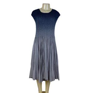 Vannie Couture Women’s Grey Ombre Pleated Midi Dress Stretch One Size Fits Most